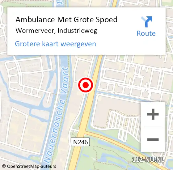 Locatie op kaart van de 112 melding: Ambulance Met Grote Spoed Naar Wormerveer, Industrieweg op 18 september 2015 06:02