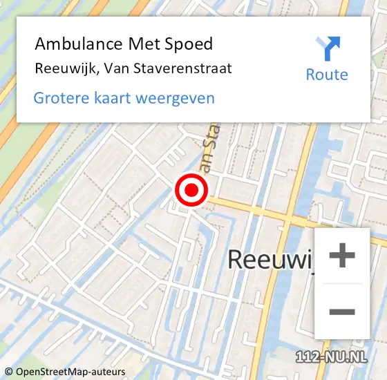 Locatie op kaart van de 112 melding: Ambulance Met Spoed Naar Reeuwijk, Van Staverenstraat op 19 september 2015 13:26