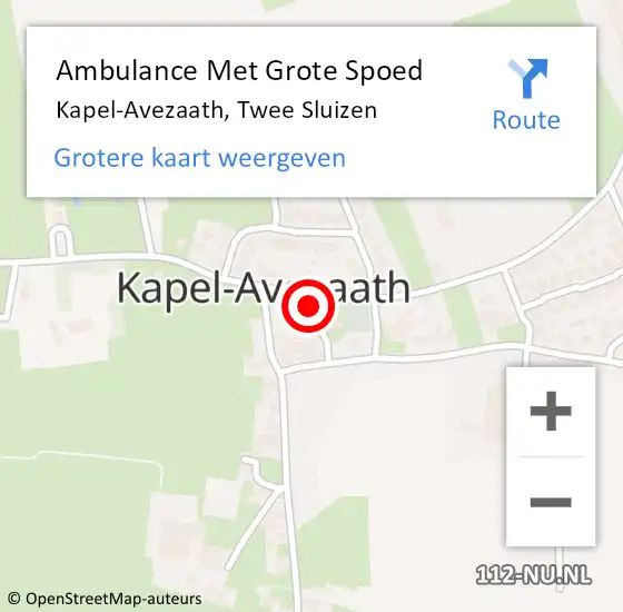 Locatie op kaart van de 112 melding: Ambulance Met Grote Spoed Naar Kapel-Avezaath op 21 september 2015 15:57