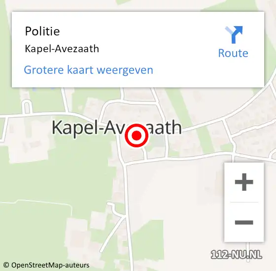 Locatie op kaart van de 112 melding: Politie Kapel-Avezaath op 21 september 2015 16:03