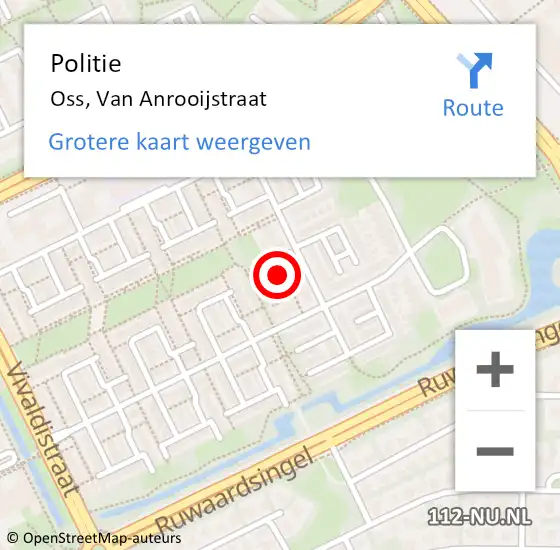 Locatie op kaart van de 112 melding: Politie Oss, Van Anrooijstraat op 21 september 2015 16:25