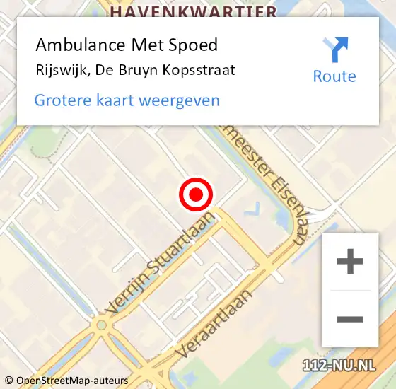 Locatie op kaart van de 112 melding: Ambulance Met Spoed Naar Rijswijk, De Bruyn Kopsstraat op 24 september 2015 10:23