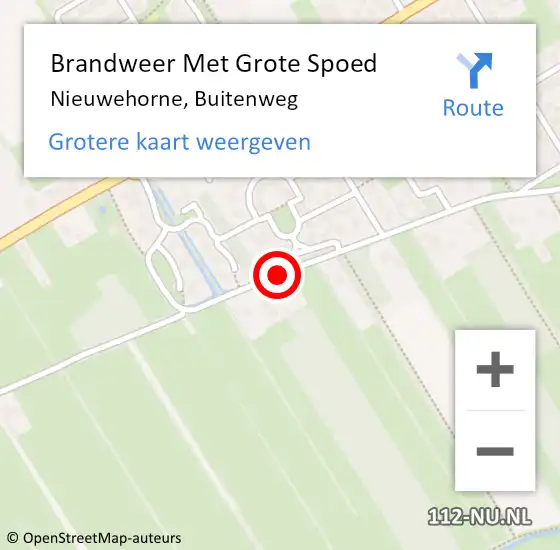 Locatie op kaart van de 112 melding: Brandweer Met Grote Spoed Naar Nieuwehorne, Buitenweg op 25 september 2015 01:59