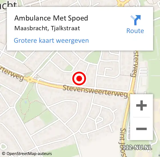 Locatie op kaart van de 112 melding: Ambulance Met Spoed Naar Maasbracht, Tjalkstraat op 25 september 2015 13:00