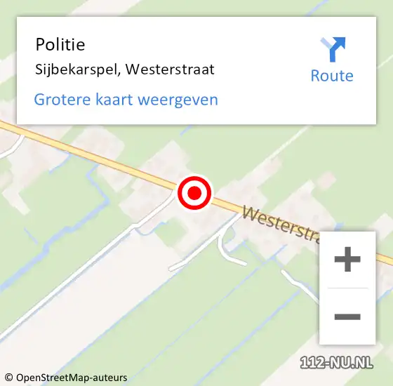 Locatie op kaart van de 112 melding: Politie Sijbekarspel, Westerstraat op 25 september 2015 17:56