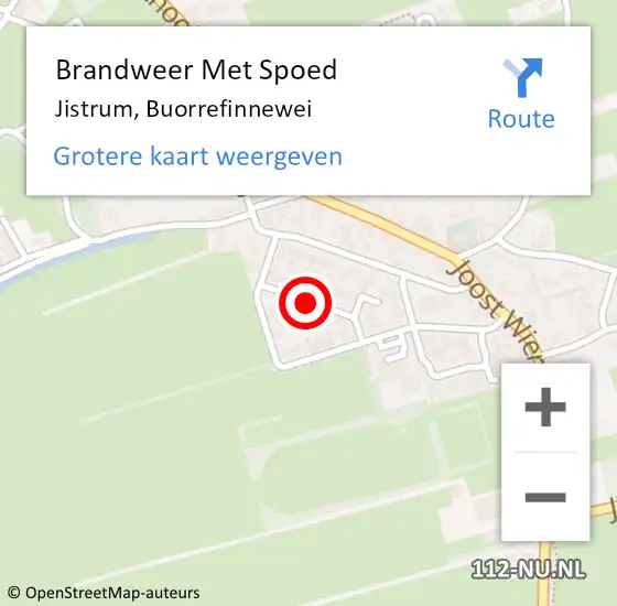 Locatie op kaart van de 112 melding: Brandweer Met Spoed Naar Jistrum, Buorrefinnewei op 27 september 2015 00:04