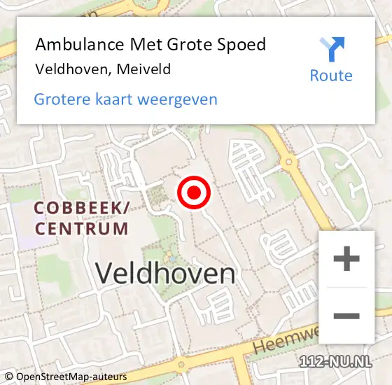 Locatie op kaart van de 112 melding: Ambulance Met Grote Spoed Naar Veldhoven, Meiveld op 27 september 2015 00:38
