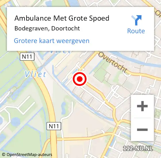 Locatie op kaart van de 112 melding: Ambulance Met Grote Spoed Naar Bodegraven, Doortocht op 27 september 2015 01:18