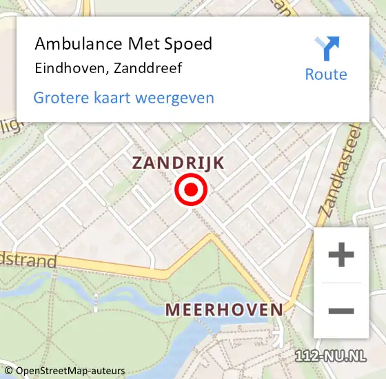 Locatie op kaart van de 112 melding: Ambulance Met Spoed Naar Eindhoven, Zanddreef op 27 september 2015 05:40