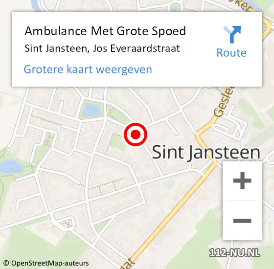 Locatie op kaart van de 112 melding: Ambulance Met Grote Spoed Naar Sint Jansteen, Jos Everaardstraat op 27 september 2015 09:40