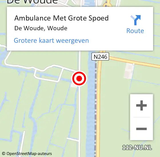 Locatie op kaart van de 112 melding: Ambulance Met Grote Spoed Naar De Woude, Woude op 27 september 2015 10:50