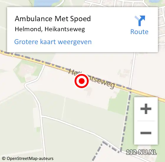 Locatie op kaart van de 112 melding: Ambulance Met Spoed Naar Helmond, Heikantseweg op 27 september 2015 11:38