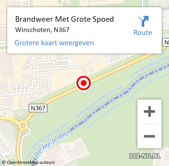 Locatie op kaart van de 112 melding: Brandweer Met Grote Spoed Naar Winschoten, N367 op 27 september 2015 12:50