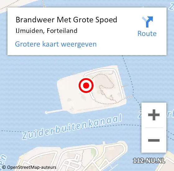 Locatie op kaart van de 112 melding: Brandweer Met Grote Spoed Naar IJmuiden, Forteiland op 27 september 2015 13:13