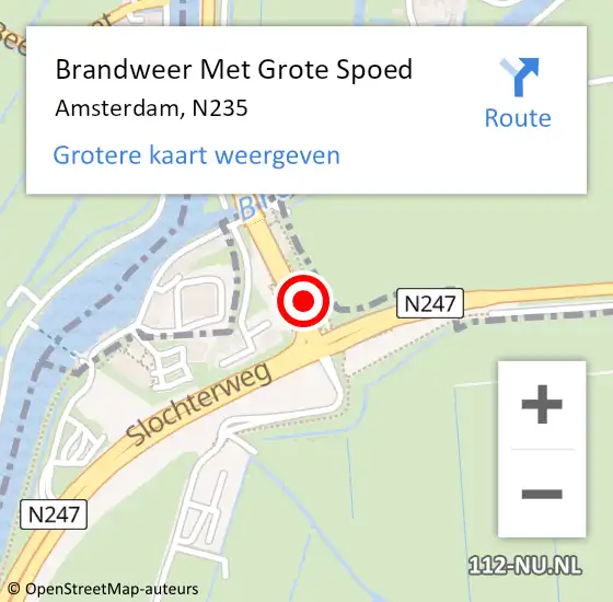 Locatie op kaart van de 112 melding: Brandweer Met Grote Spoed Naar Amsterdam, N235 op 27 september 2015 14:56