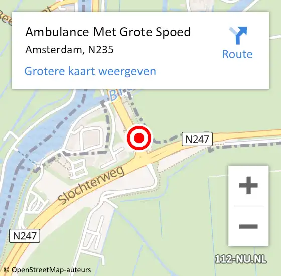 Locatie op kaart van de 112 melding: Ambulance Met Grote Spoed Naar Amsterdam, N235 op 27 september 2015 14:57