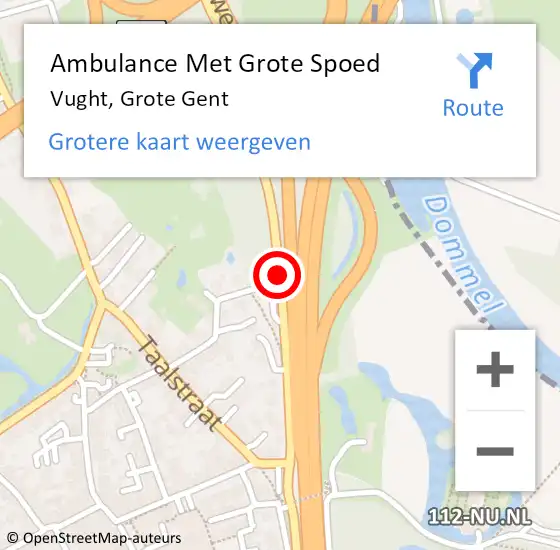 Locatie op kaart van de 112 melding: Ambulance Met Grote Spoed Naar Vught, Grote Gent op 27 september 2015 19:12