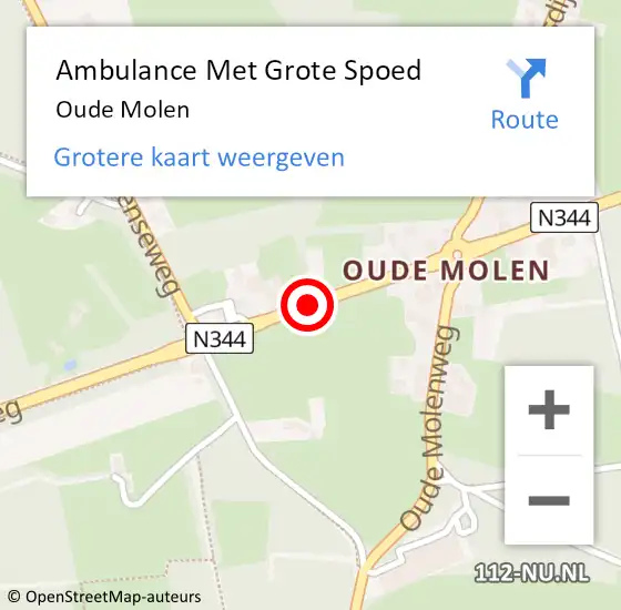 Locatie op kaart van de 112 melding: Ambulance Met Grote Spoed Naar Oude Molen op 28 september 2015 12:38