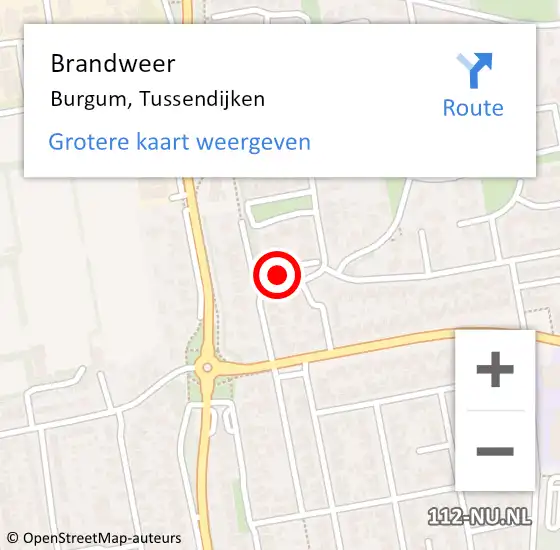 Locatie op kaart van de 112 melding: Brandweer Burgum, Tussendijken op 28 september 2015 17:29