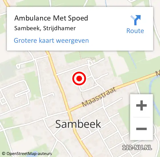 Locatie op kaart van de 112 melding: Ambulance Met Spoed Naar Sambeek, Strijdhamer op 29 september 2015 04:48