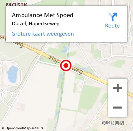 Locatie op kaart van de 112 melding: Ambulance Met Spoed Naar Duizel, Hapertseweg op 29 september 2015 07:21
