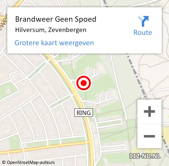 Locatie op kaart van de 112 melding: Brandweer Geen Spoed Naar Hilversum, Zevenbergen op 29 september 2015 10:57