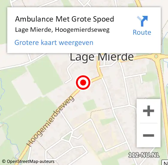 Locatie op kaart van de 112 melding: Ambulance Met Grote Spoed Naar Lage Mierde, Hoogemierdseweg op 13 september 2013 14:46