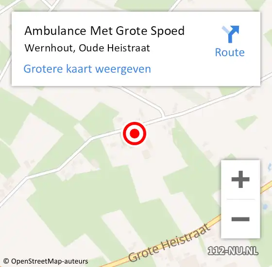 Locatie op kaart van de 112 melding: Ambulance Met Grote Spoed Naar Wernhout, Oude Heistraat op 30 september 2015 03:55