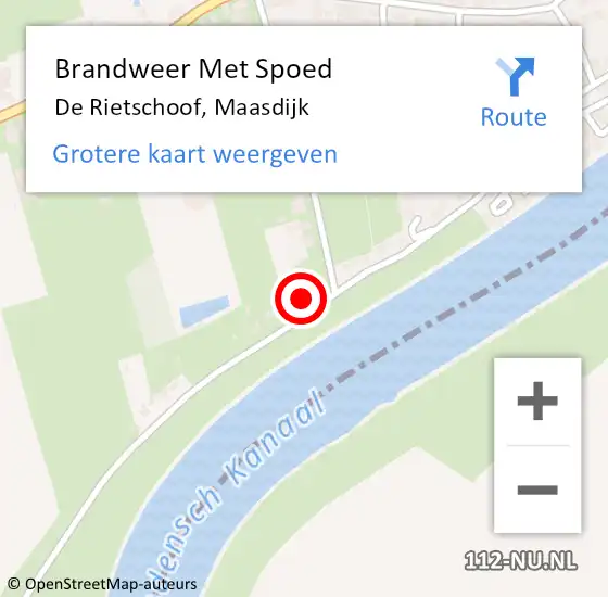 Locatie op kaart van de 112 melding: Brandweer Met Spoed Naar De Rietschoof, Maasdijk op 30 september 2015 14:39