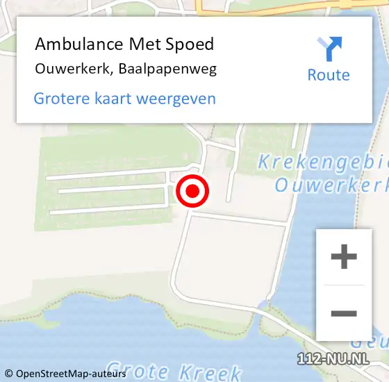 Locatie op kaart van de 112 melding: Ambulance Met Spoed Naar Ouwerkerk, Baalpapenweg op 1 oktober 2015 16:19