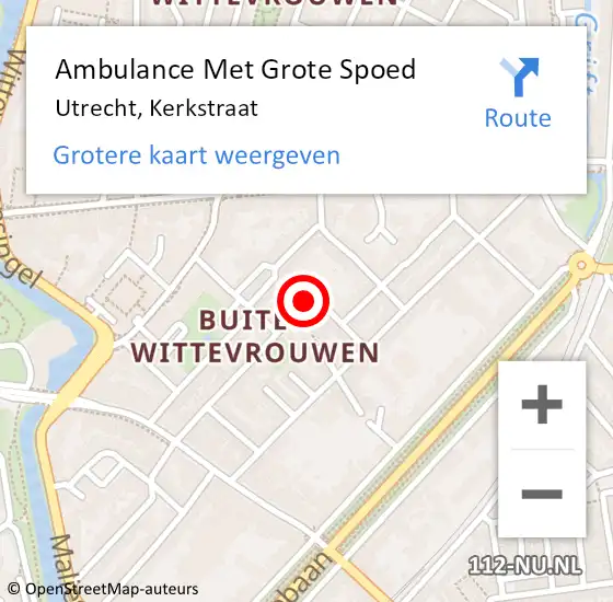 Locatie op kaart van de 112 melding: Ambulance Met Grote Spoed Naar Utrecht, Kerkstraat op 2 oktober 2015 09:09