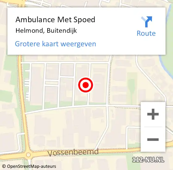 Locatie op kaart van de 112 melding: Ambulance Met Spoed Naar Helmond, Buitendijk op 2 oktober 2015 15:28