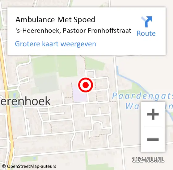 Locatie op kaart van de 112 melding: Ambulance Met Spoed Naar 's-Heerenhoek, Pastoor Fronhoffstraat op 3 oktober 2015 06:03