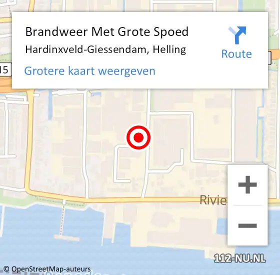 Locatie op kaart van de 112 melding: Brandweer Met Grote Spoed Naar Hardinxveld-Giessendam, Helling op 3 oktober 2015 06:33