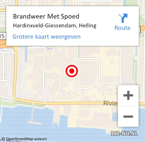 Locatie op kaart van de 112 melding: Brandweer Met Spoed Naar Hardinxveld-Giessendam, Helling op 3 oktober 2015 07:52