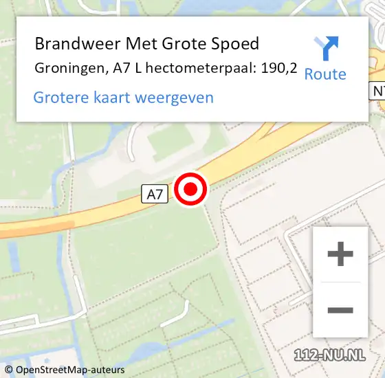 Locatie op kaart van de 112 melding: Brandweer Met Grote Spoed Naar Groningen, A7 L hectometerpaal: 193,9 op 3 oktober 2015 10:35