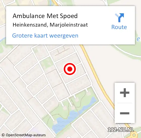 Locatie op kaart van de 112 melding: Ambulance Met Spoed Naar Heinkenszand, Marjoleinstraat op 3 oktober 2015 23:24