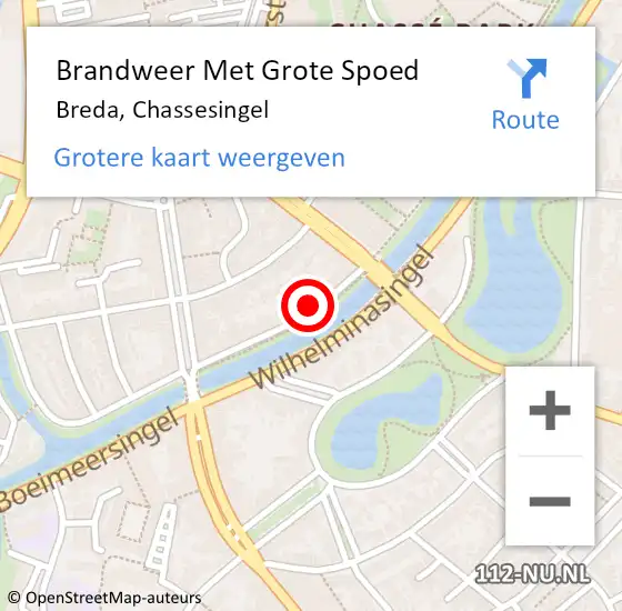 Locatie op kaart van de 112 melding: Brandweer Met Grote Spoed Naar Breda, Chassesingel op 4 oktober 2015 08:13