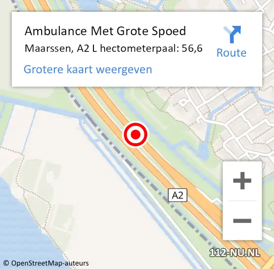 Locatie op kaart van de 112 melding: Ambulance Met Grote Spoed Naar Maarssen, A2 R hectometerpaal: 54,4 op 4 oktober 2015 12:52