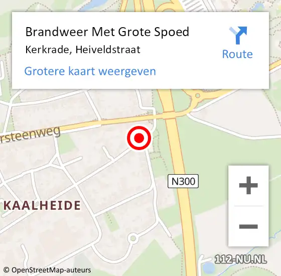 Locatie op kaart van de 112 melding: Brandweer Met Grote Spoed Naar Kerkrade, Heiveldstraat op 5 oktober 2015 10:14
