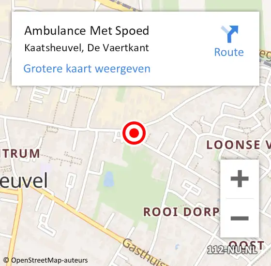 Locatie op kaart van de 112 melding: Ambulance Met Spoed Naar Kaatsheuvel, De Vaertkant op 6 oktober 2015 11:45