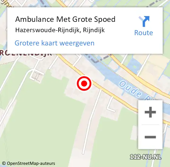 Locatie op kaart van de 112 melding: Ambulance Met Grote Spoed Naar Hazerswoude-Rijndijk, Rijndijk op 6 oktober 2015 12:50