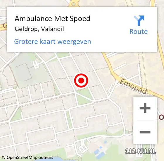 Locatie op kaart van de 112 melding: Ambulance Met Spoed Naar Geldrop, Valandil op 6 oktober 2015 13:10