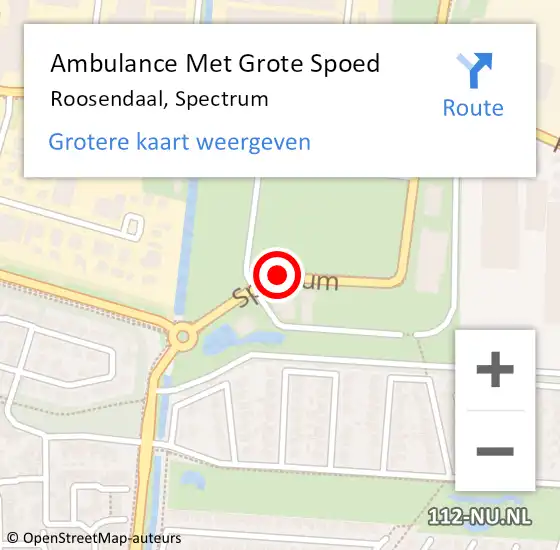 Locatie op kaart van de 112 melding: Ambulance Met Grote Spoed Naar Roosendaal, Spectrum op 6 oktober 2015 15:24