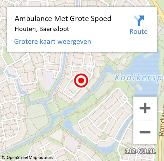 Locatie op kaart van de 112 melding: Ambulance Met Grote Spoed Naar Houten, Baarssloot op 6 oktober 2015 23:20