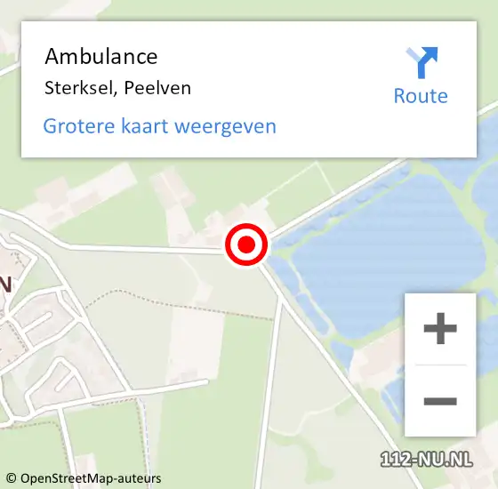 Locatie op kaart van de 112 melding: Ambulance Sterksel, Peelven op 7 oktober 2015 10:05
