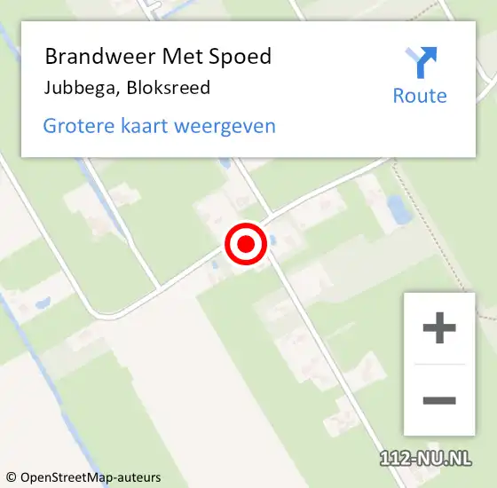Locatie op kaart van de 112 melding: Brandweer Met Spoed Naar Jubbega, Bloksreed op 7 oktober 2015 12:50
