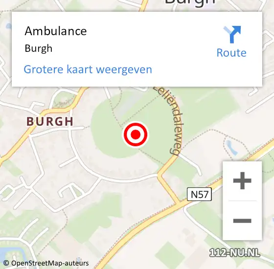 Locatie op kaart van de 112 melding: Ambulance Burgh op 7 oktober 2015 16:11