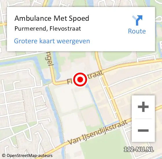 Locatie op kaart van de 112 melding: Ambulance Met Spoed Naar Purmerend, Flevostraat op 8 oktober 2015 16:01