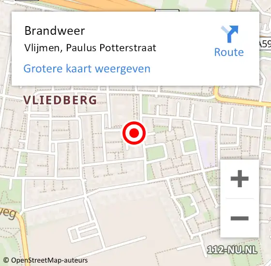 Locatie op kaart van de 112 melding: Brandweer Vlijmen, Paulus Potterstraat op 13 september 2013 16:24